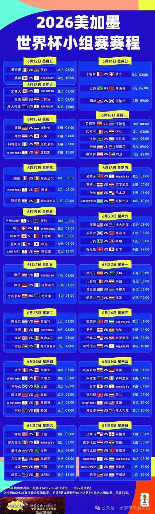 2026世界杯每日赛程今日赛事详情怎么查